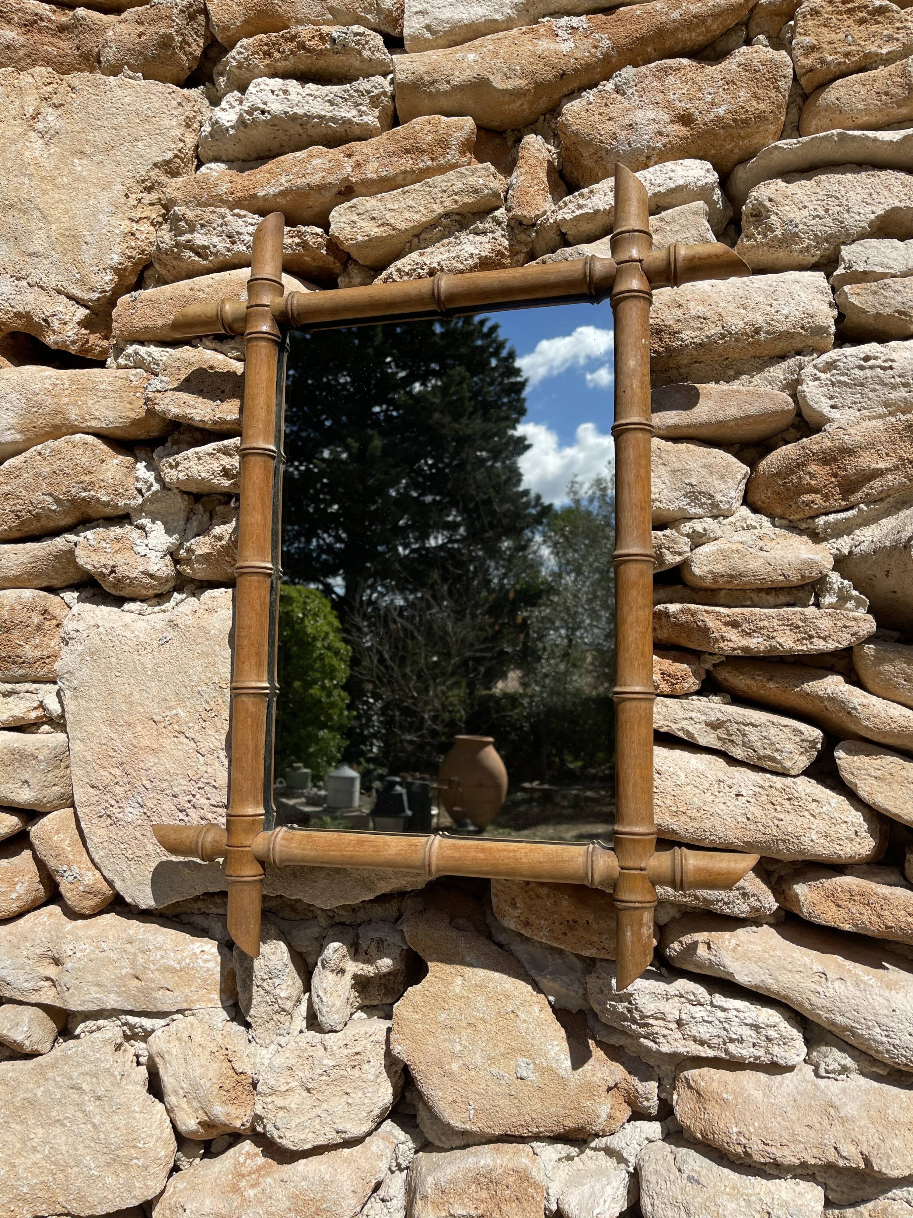 Vintage bamboo mirror, 55 x 43 cm