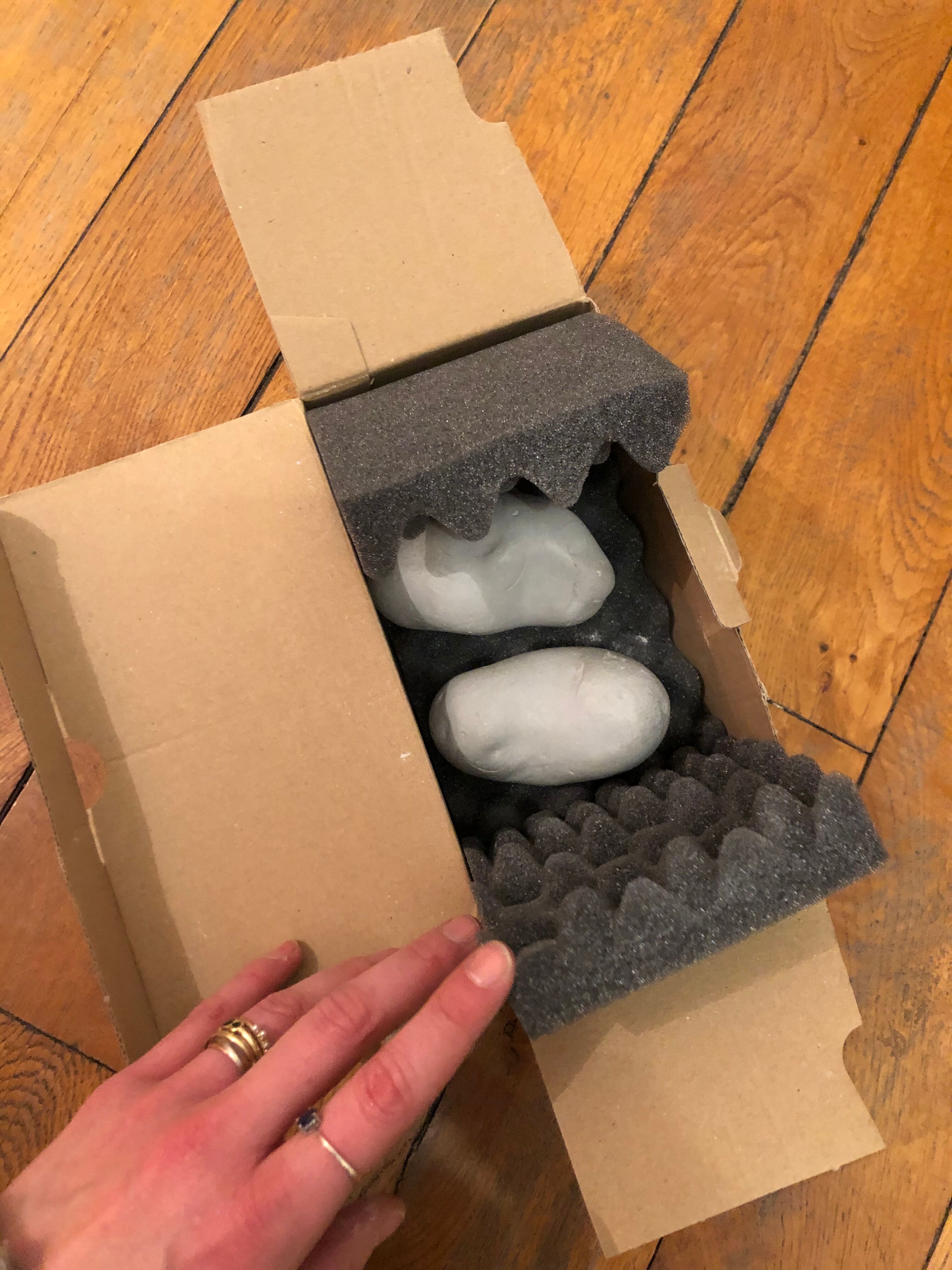 Pair of "potato" concrete patères Petite Friture design Sam Baron