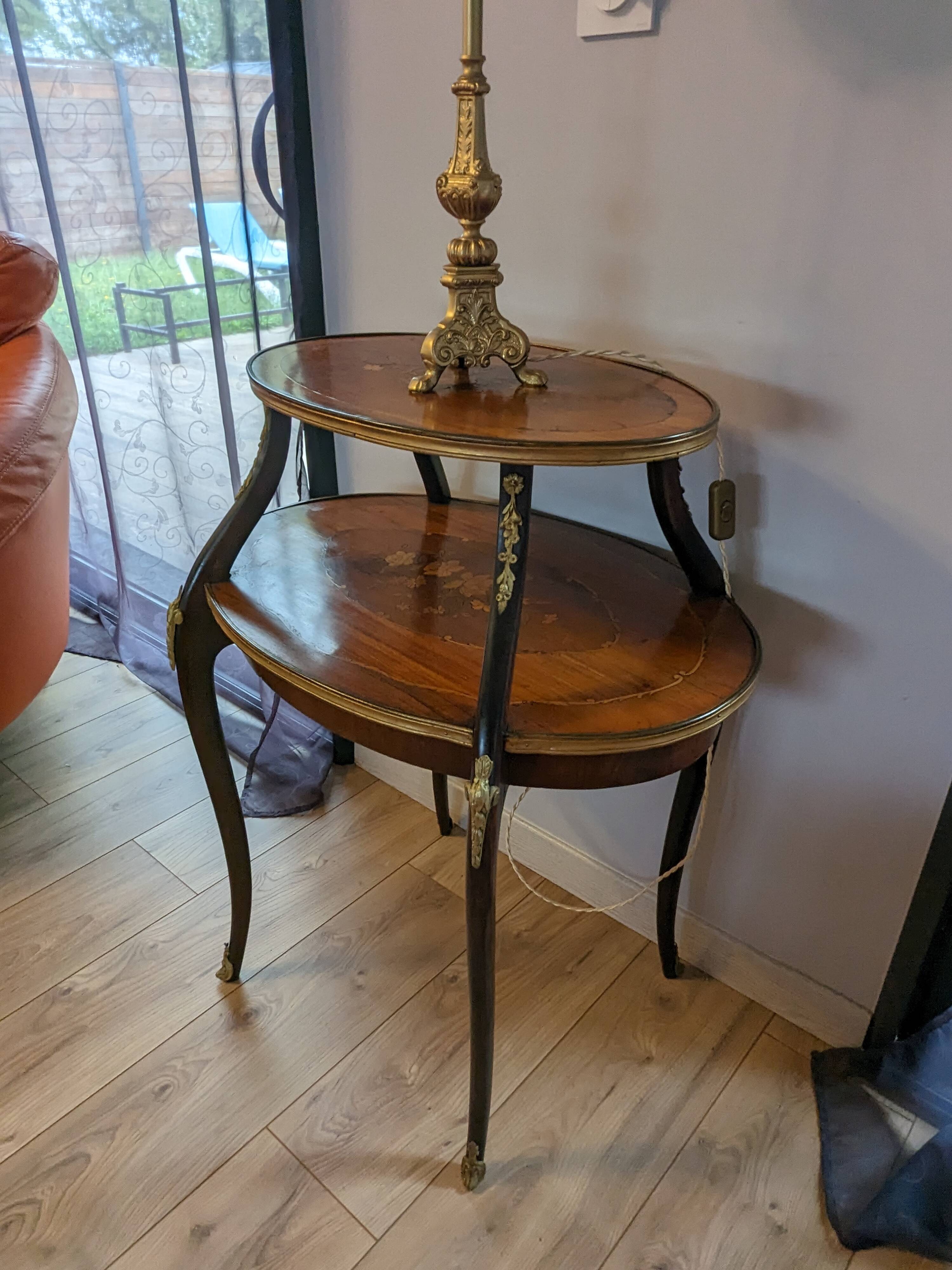 Louis XV style inlaid tea table 19th