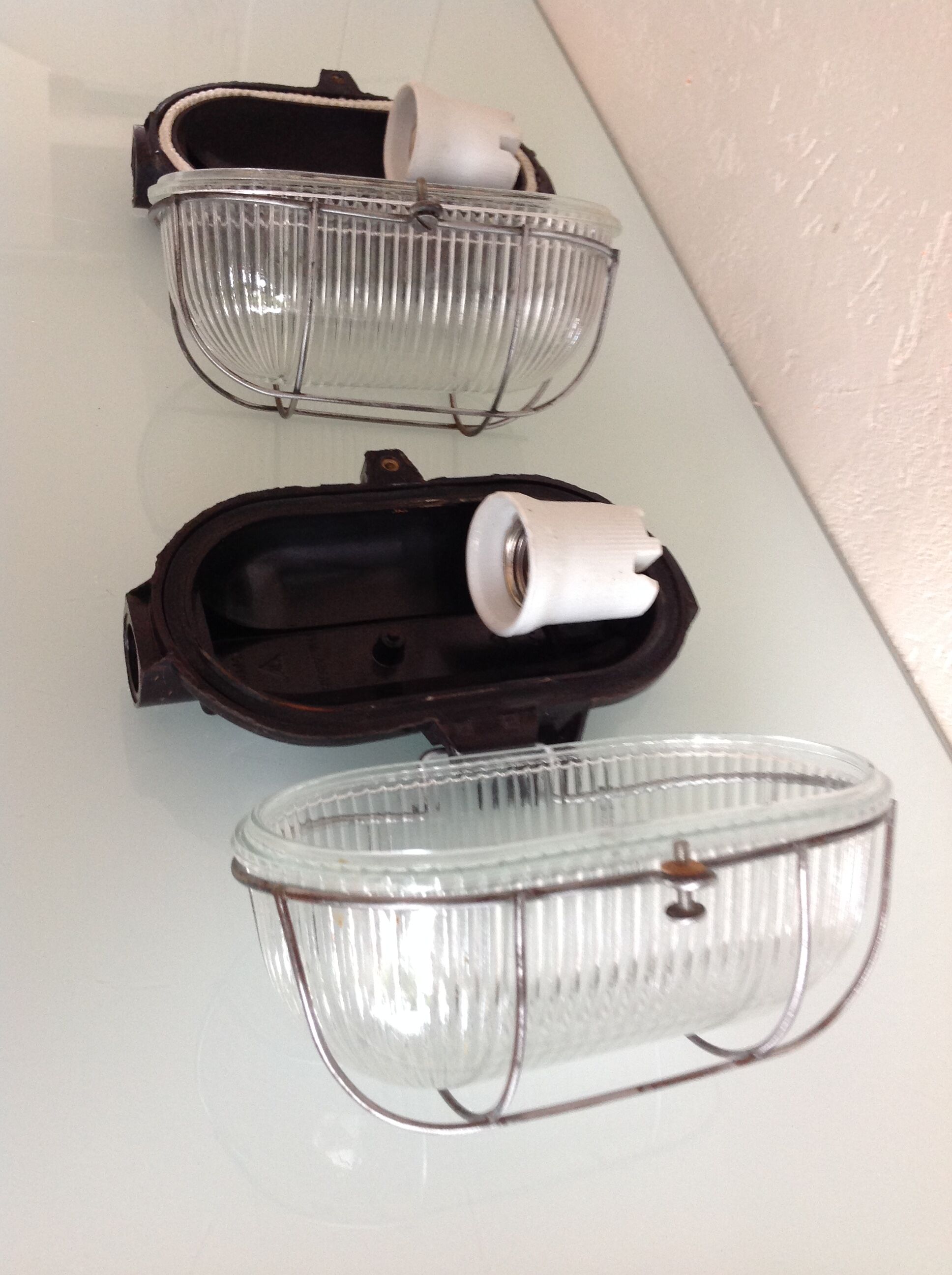 Pair of portholes industrial sconces 60/70
