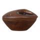 Vintage brown ceramic and leather tobacco pot