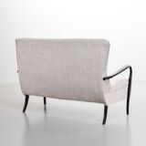 Guglielmo Ulrich Two Seat Sofa in Grey Silver Fabric. Italy, 1950s