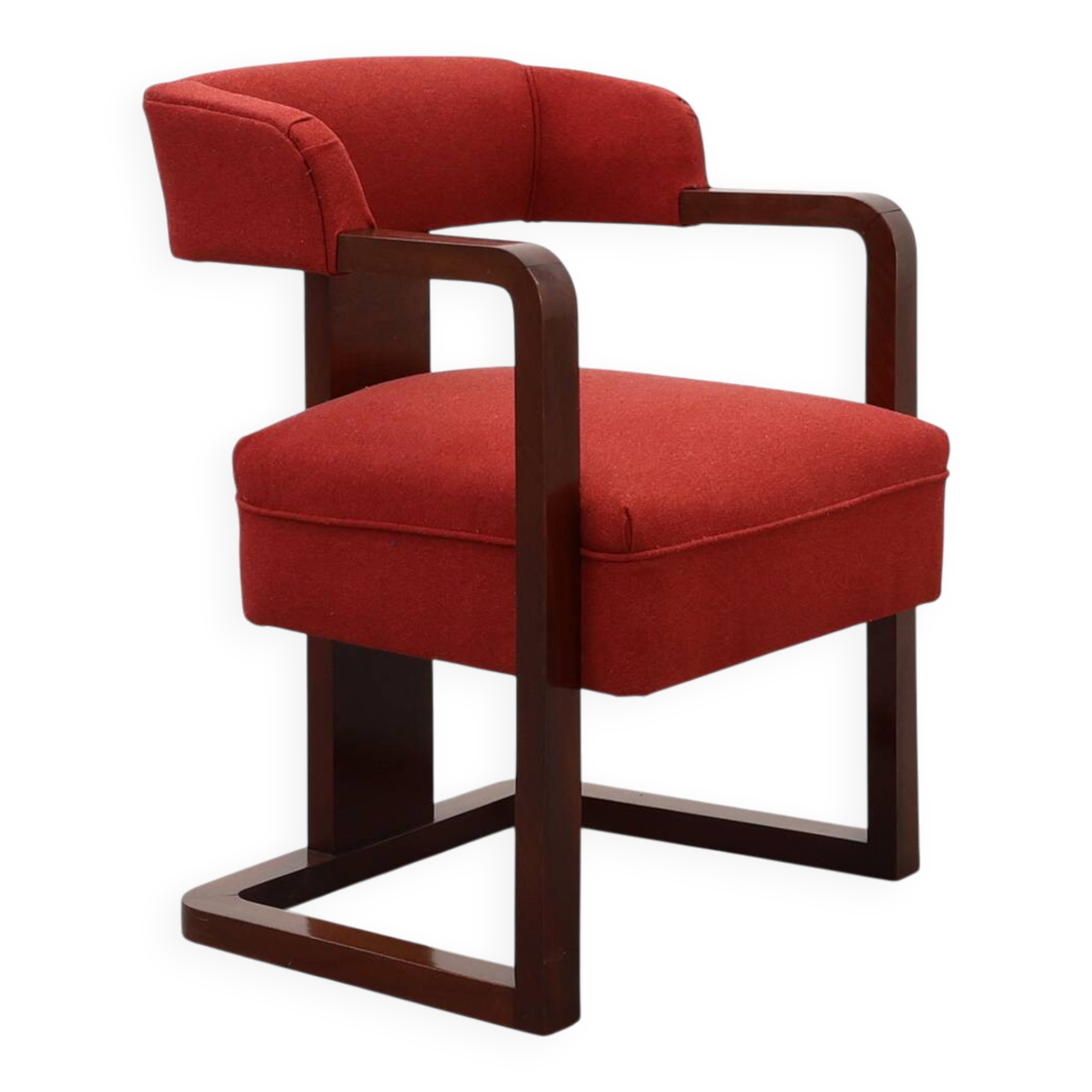 Art Deco red Reupholstered Chair, Belgium ca. 1920