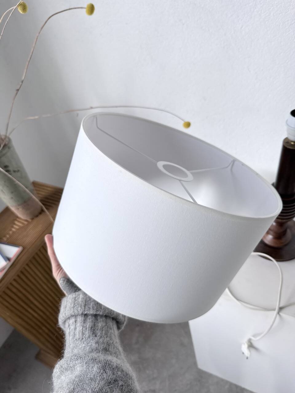 1940s Art Deco oak desk lamp