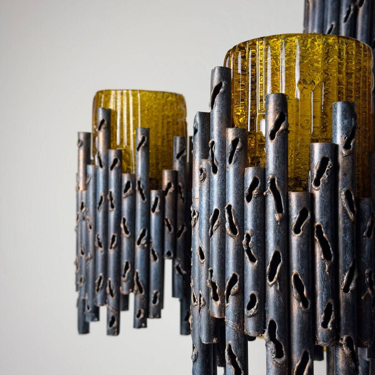 Brutalist chandelier by Marcello Fantoni for Fantoni Studio, Florence, Italy, 1960s.