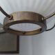 Suspension opaline cannelée et cuivre design original 1960