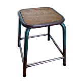 Tabouret d'école en métal et bois style industriel