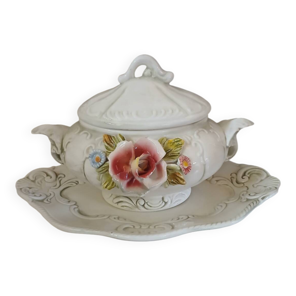 Soupière ancienne en porcelaine de Naples
