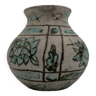 J. MASSIER, Vallauris - Old enameled stoneware vase - 1930s-1940s