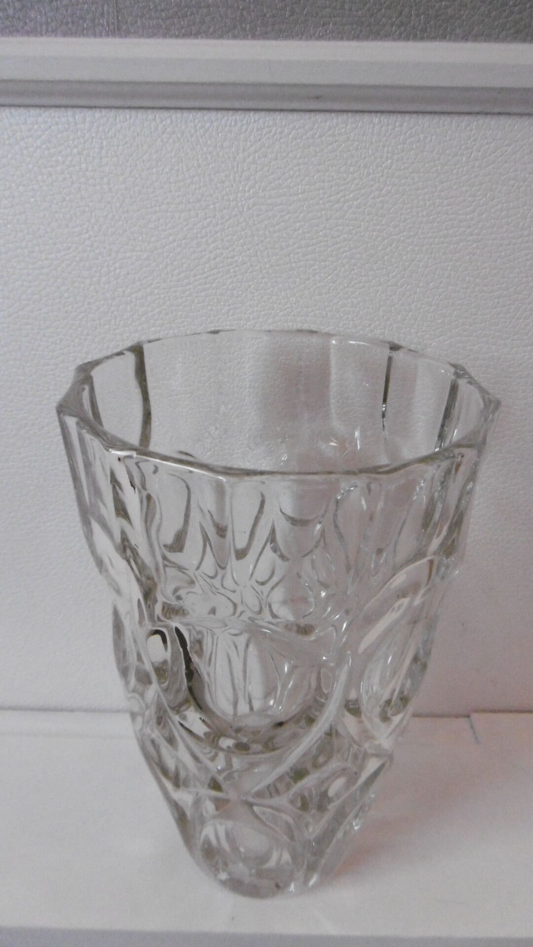 Transparent faceted crystal vase