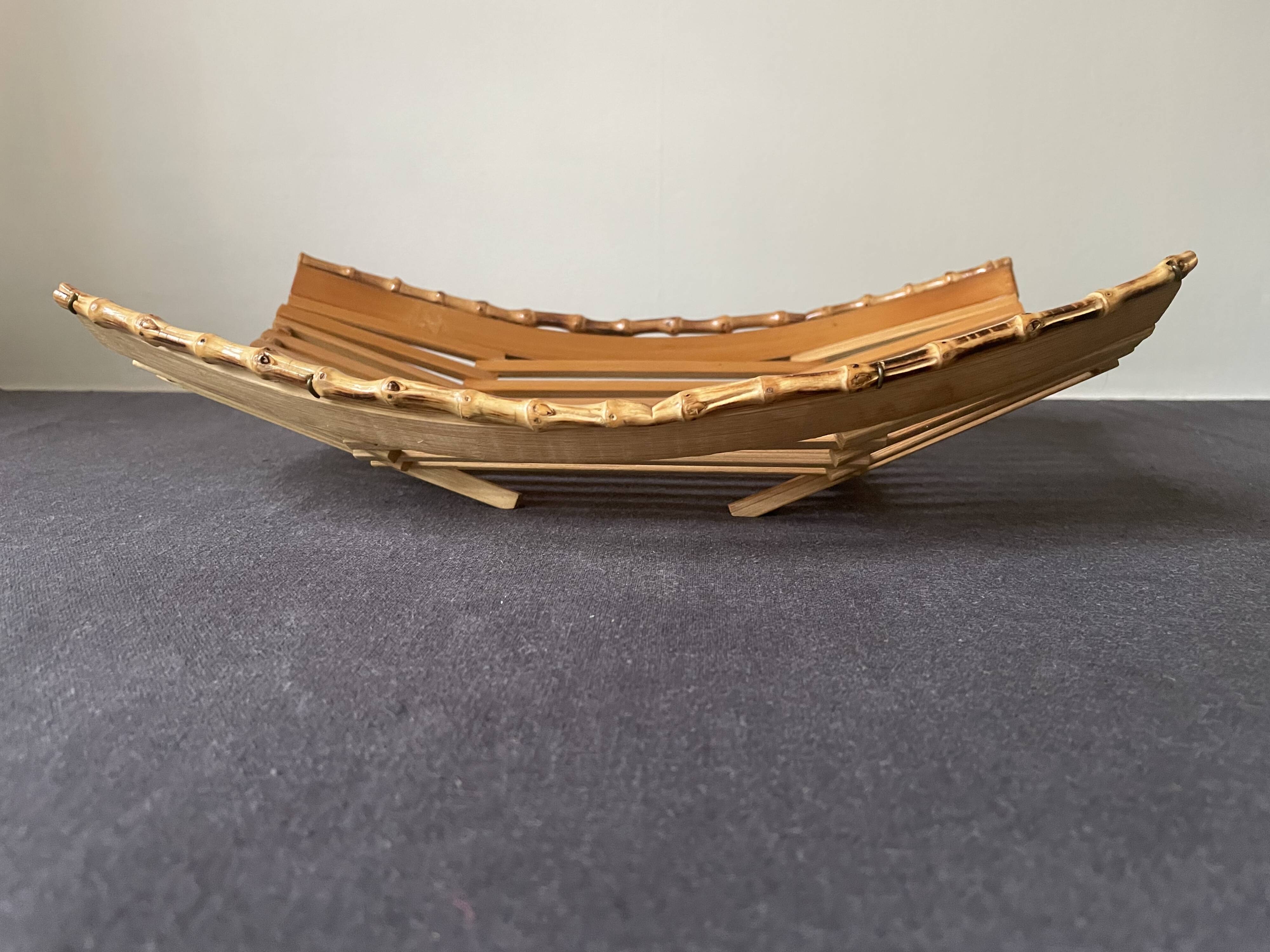 70s bamboo fruit basket