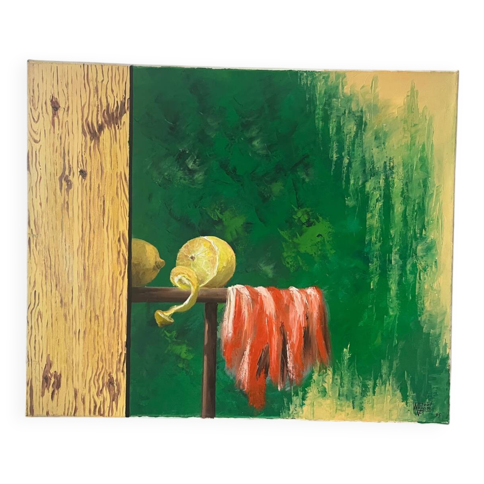 Modern still life with lemons, signed William Joël 95