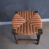 Antique mulched stool, turned feet
