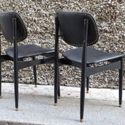 Pair of vintage Cassina office chairs in black leather, Italy 1950, in excellent condition.