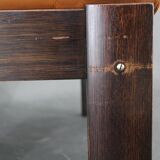 1960s Brown Leather Oak Stool, Denmark