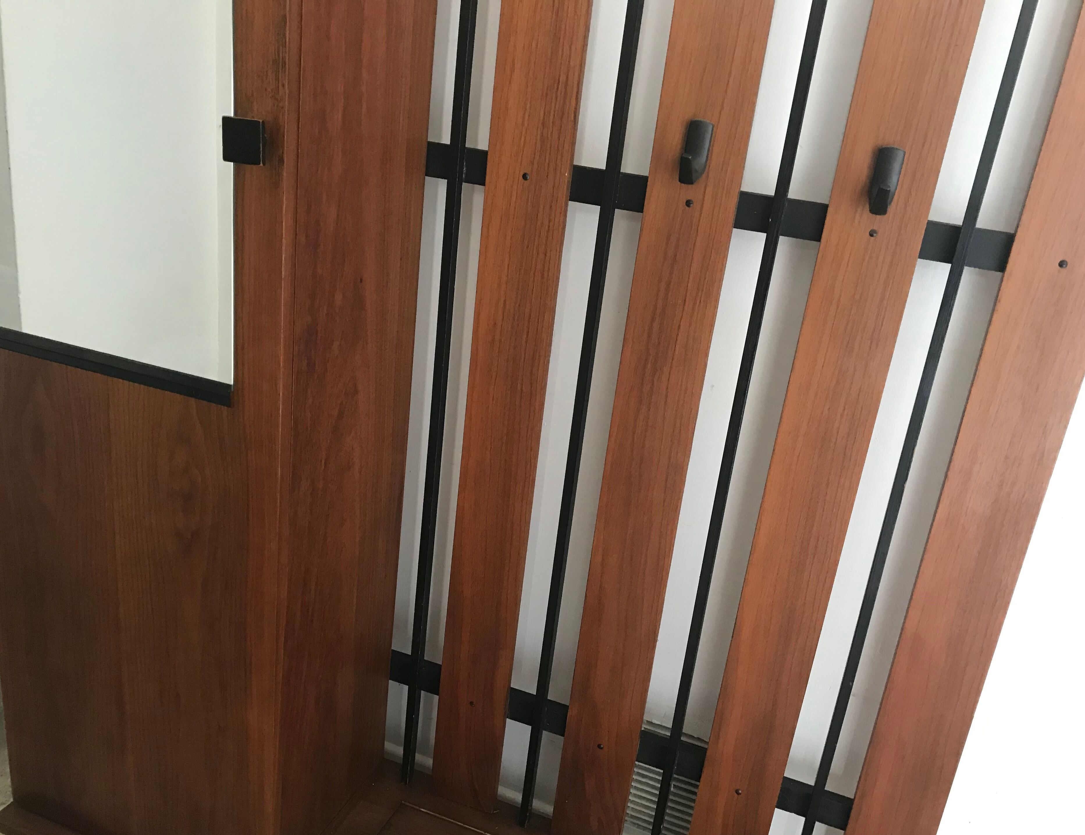 Vintage wardrobe wears mirror coats and Scandinavian design closet