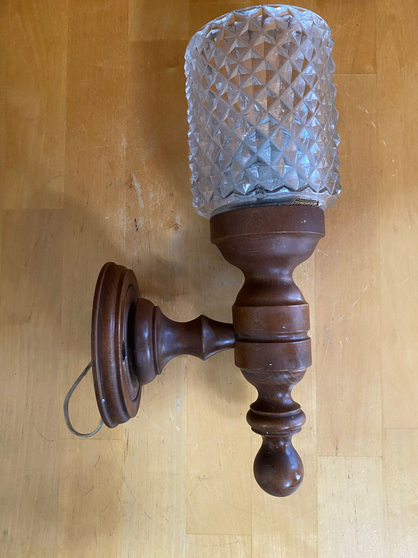 Vintage wall sconce mobelhaus wood + bohemia crystal globe