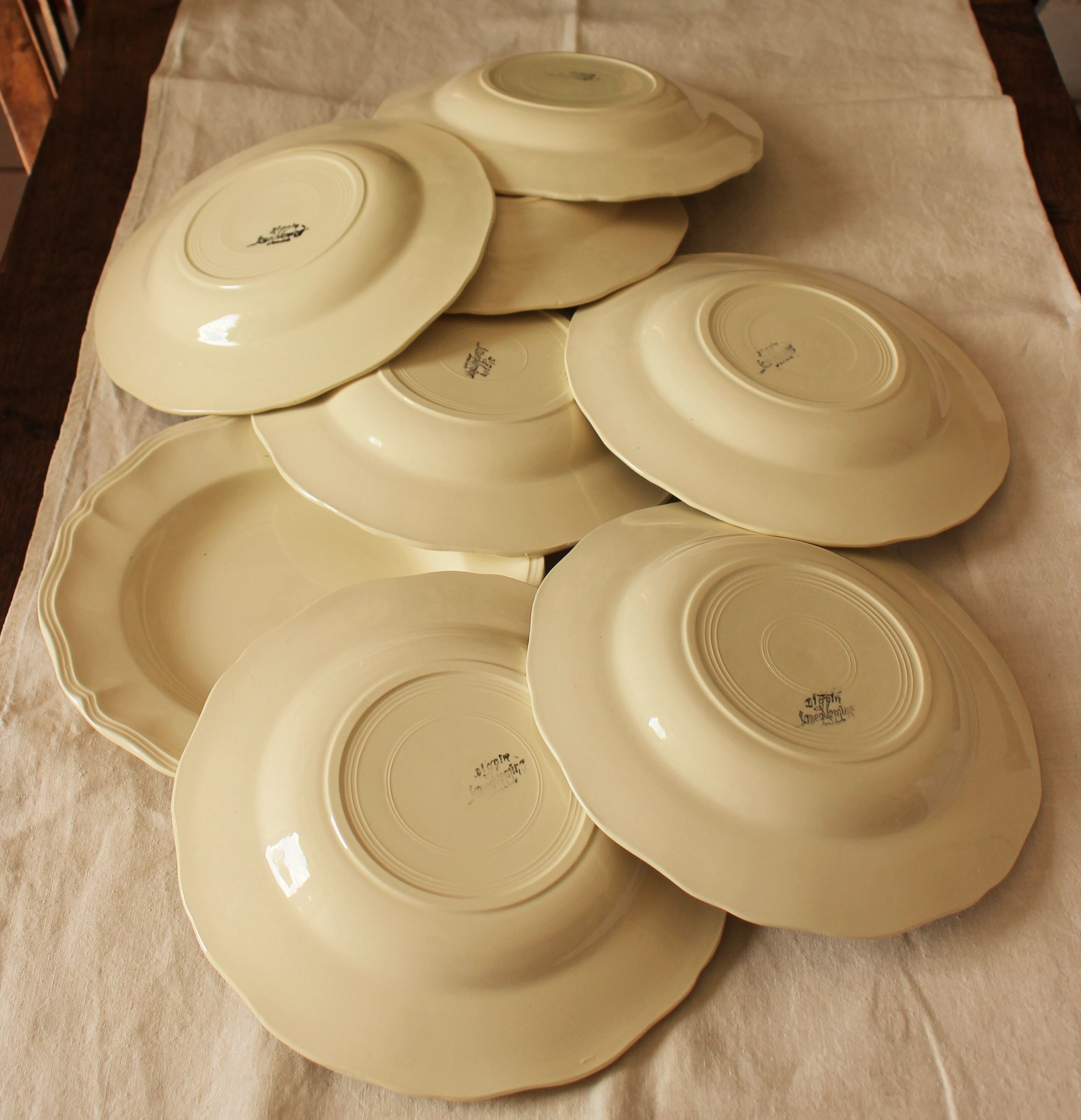 Lot 10 hollow plates Digoin Sarreguemines Faïence hatch