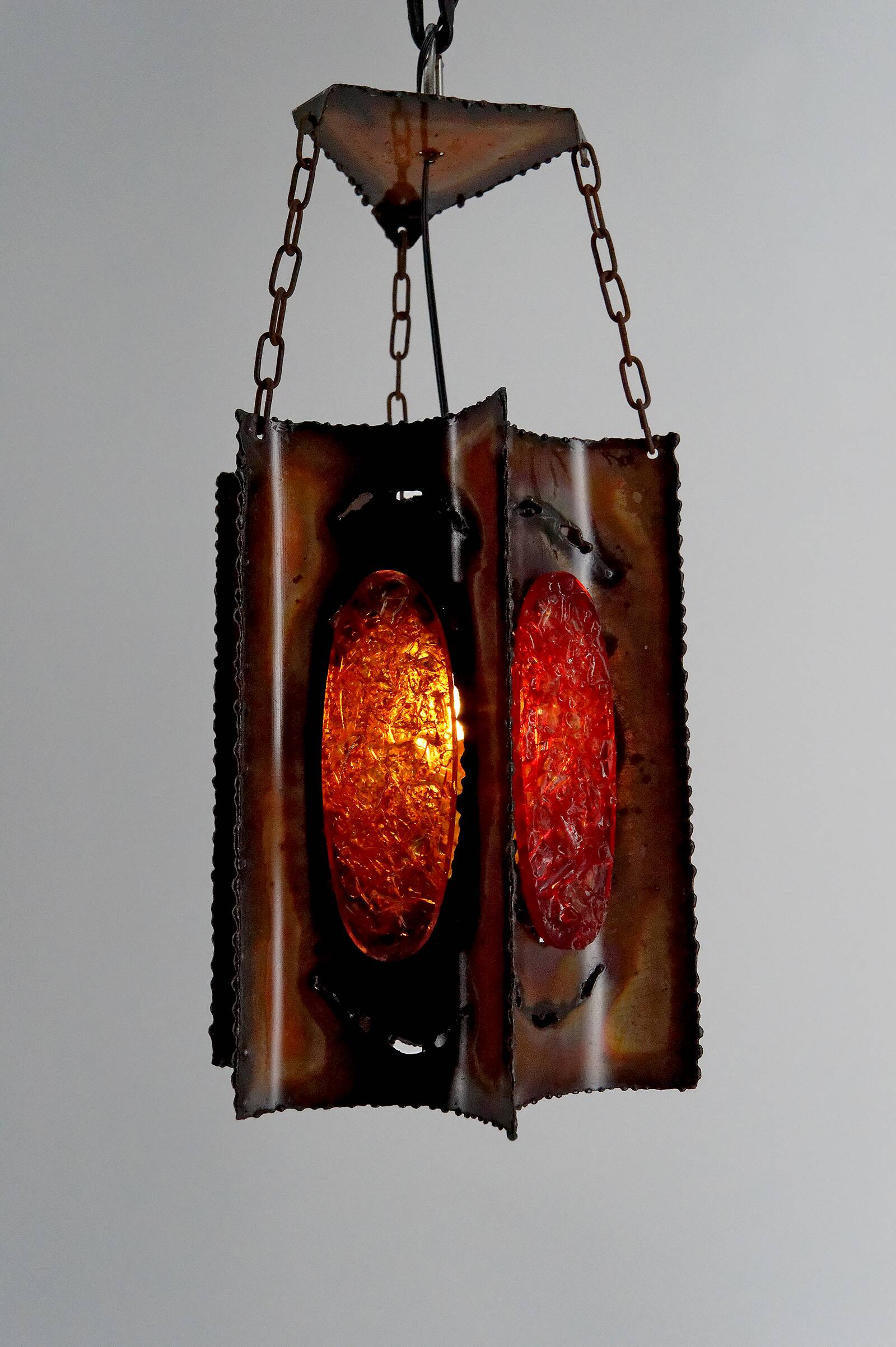 Suspension, Potiers d'Accolay, Patinated Copper and Fractal Resin, Circa 1970