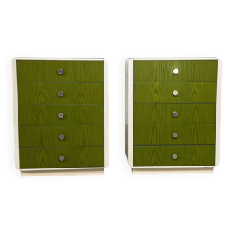 Tables de Chevet en Bois Beige et Vernis Vert, Norvège, 1960s, Set de 2