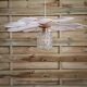 Suspension flower petals in rattan, white linen and vintage glass globe