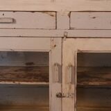 Merchant counter in Burmese teak with original white patina