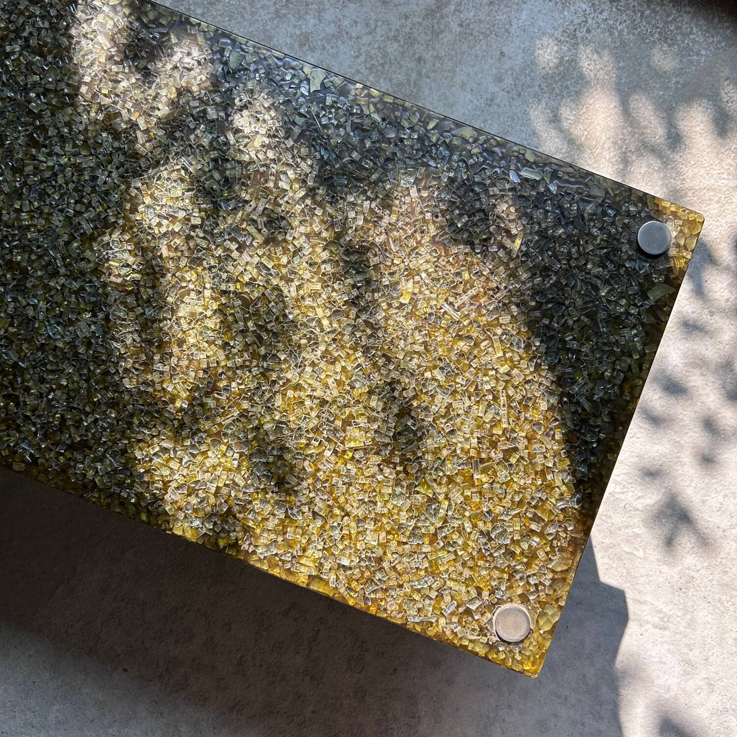 Glass terrazzo coffee table