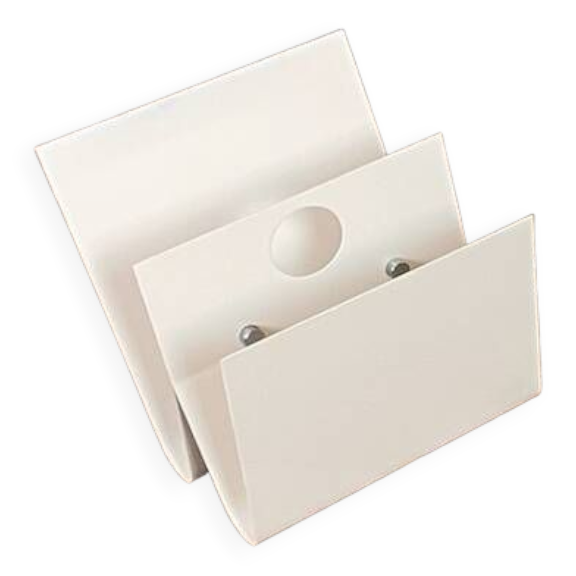 White lacquered metal magazine rack from the 1970s