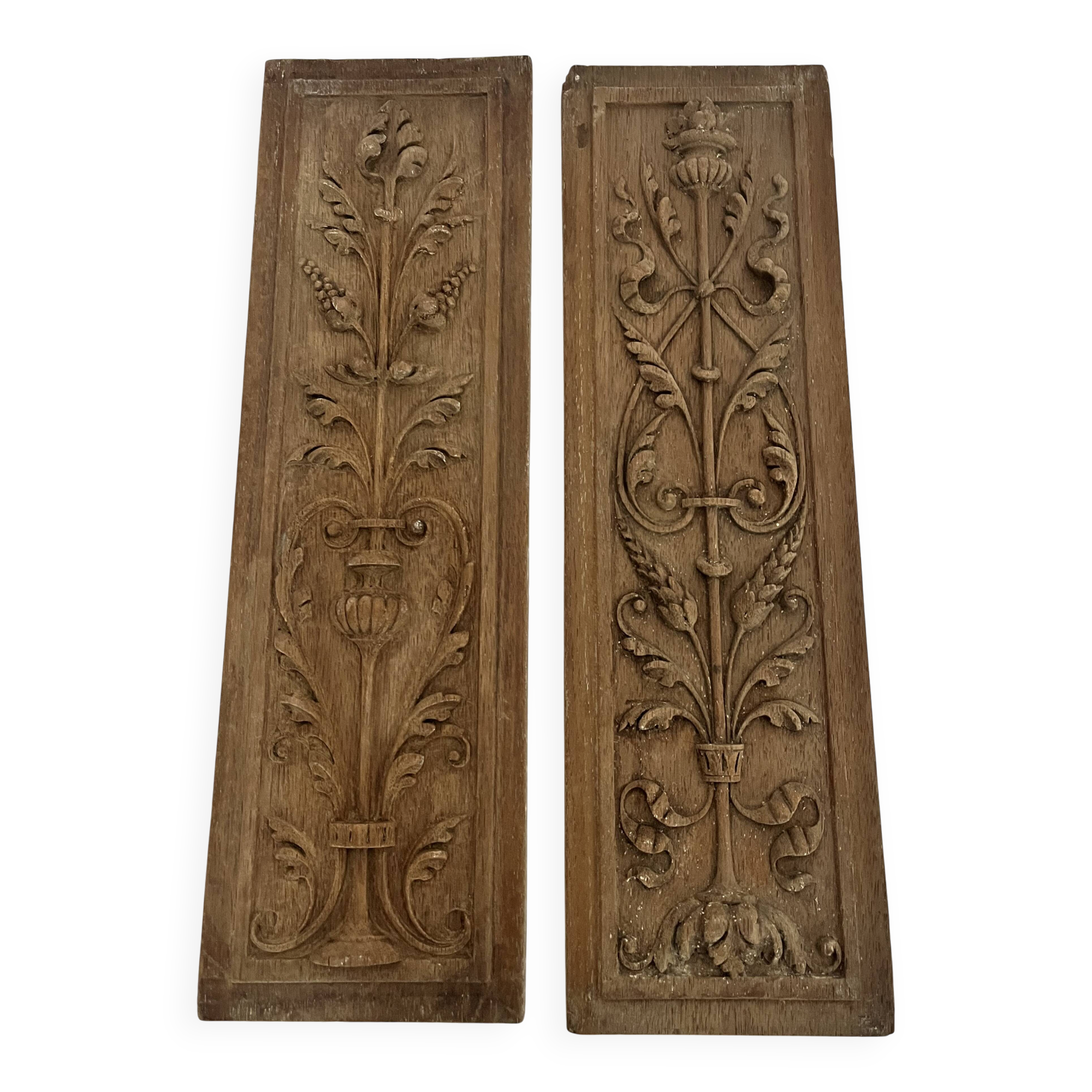 Pair of carved wooden panels - No. 1
