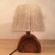 Brutalist lamp olive wood and wool lampshade