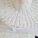 Antique white rattan side table
