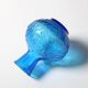 Vintage Small Blue Pressed Glass Vase with Flowers Pattern / Italy / 1960