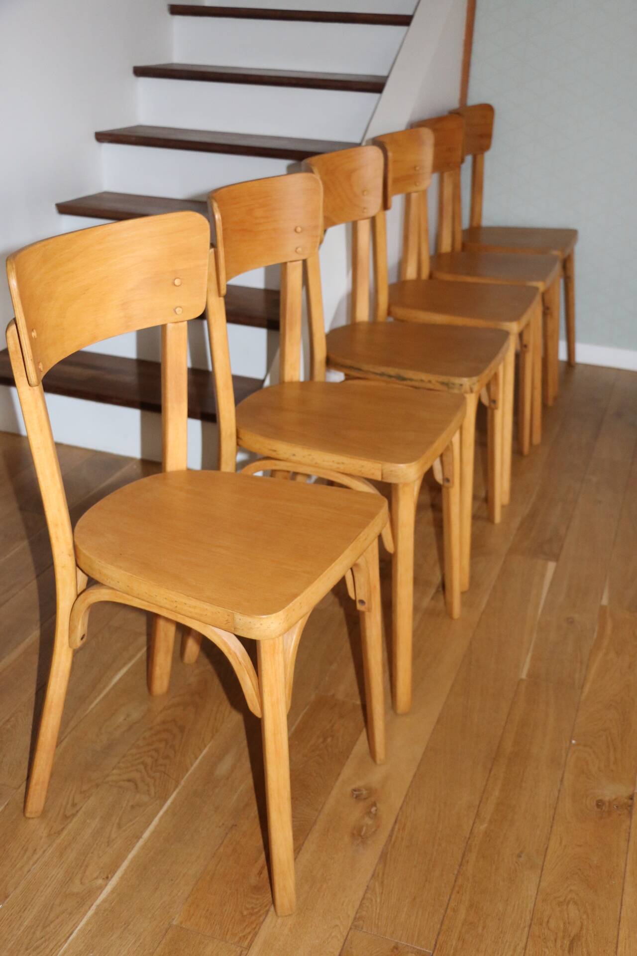 Set of 6 Baumann chairs No. 33 light beech