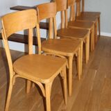 Set of 6 Baumann chairs No. 33 light beech