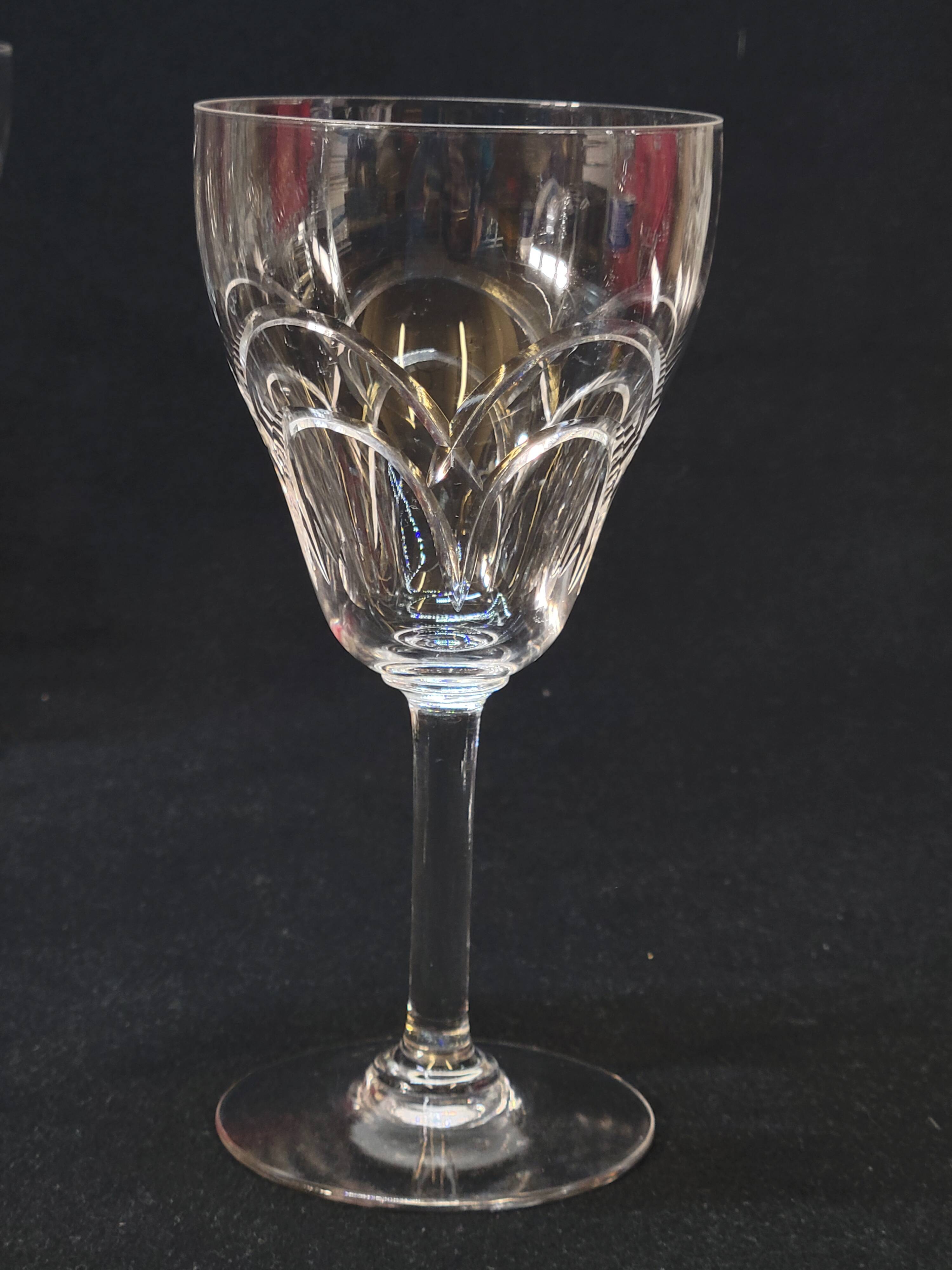 10 antique art deco saint louis / baccarat cut crystal water glasses