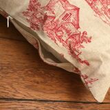 Square cushion red jouy canvas