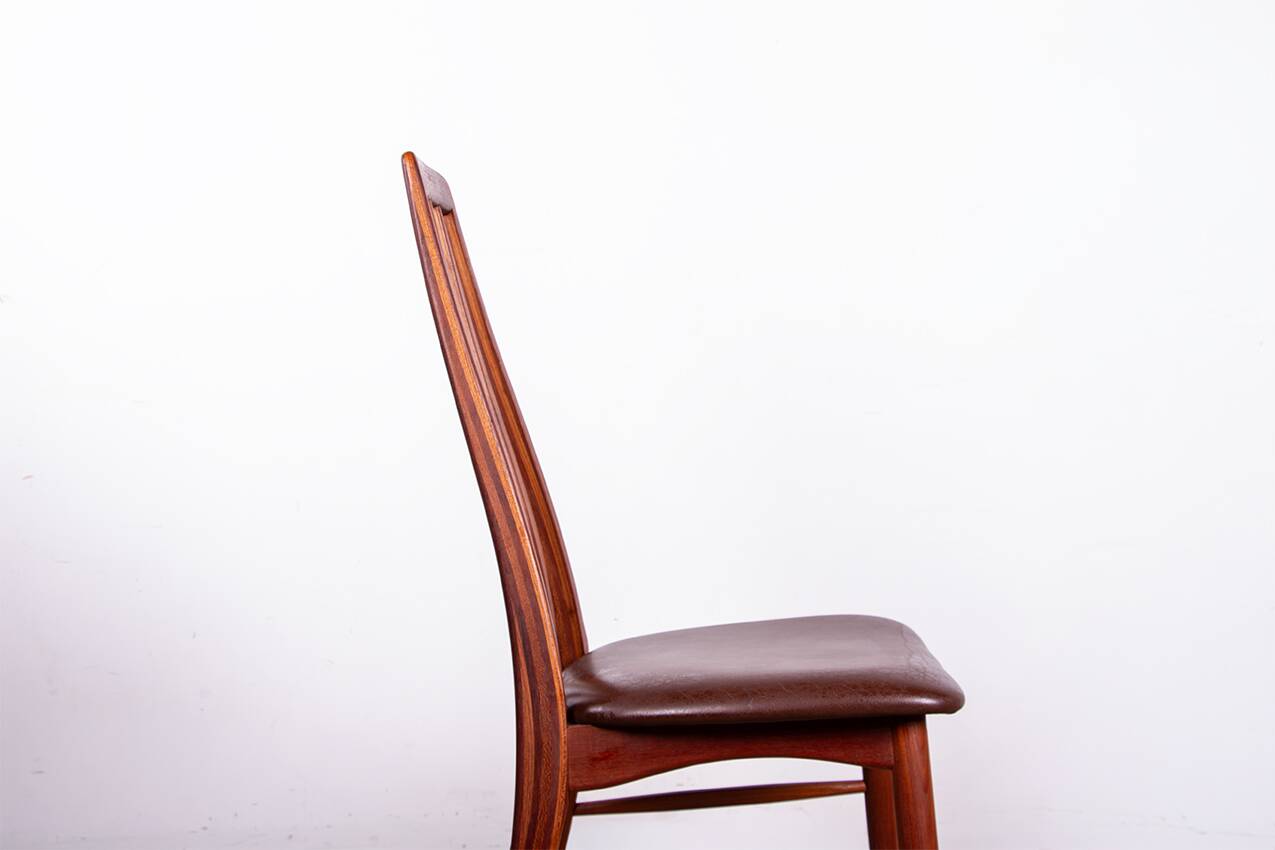 6 Danish chairs in teak and new leather, model "Eva" by Niels Koefoed.