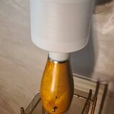 Scandinavian space lamp 1970 in teak and opaline age with dimmer 52x20