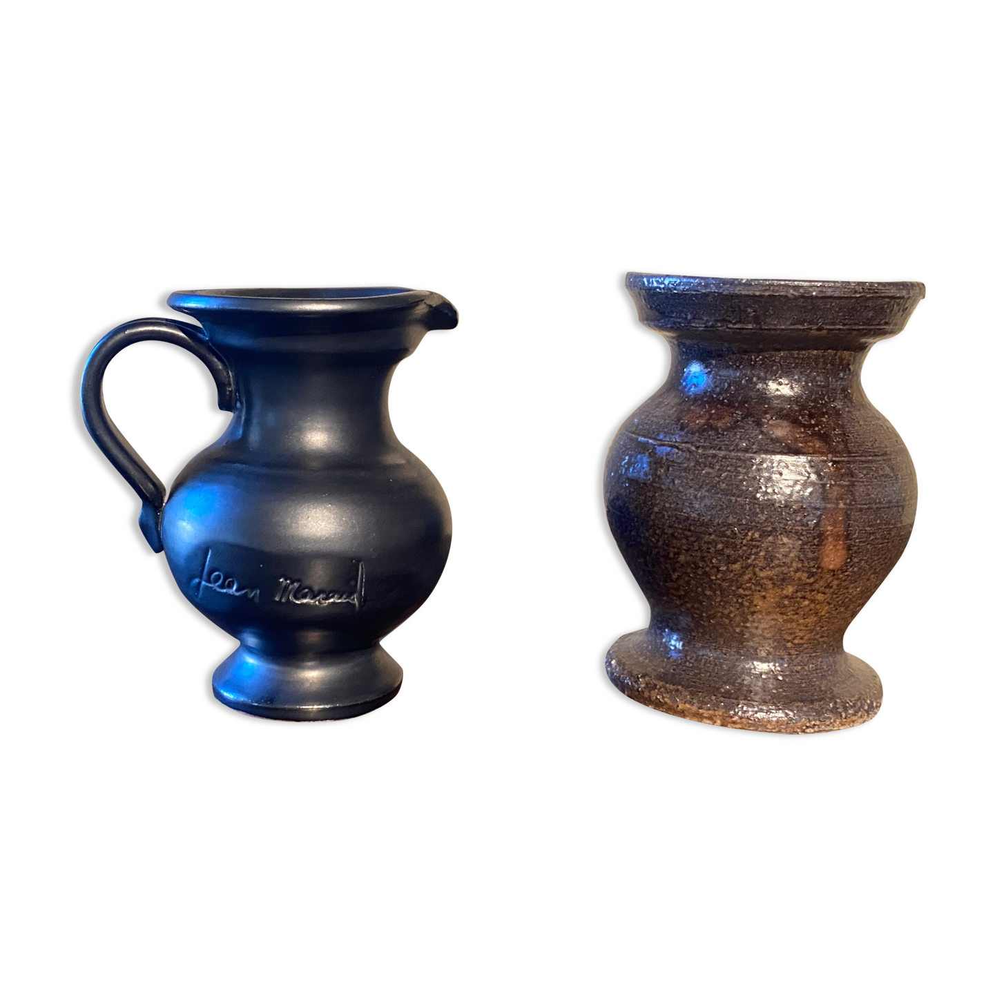 Set of 2 Jean Marais ceramic pitchers