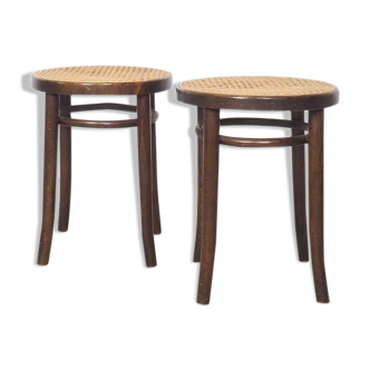 Wooden and rattan stools designed by Thonet model 4601