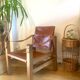 Safari armchair in wood and leather - 1950s style
