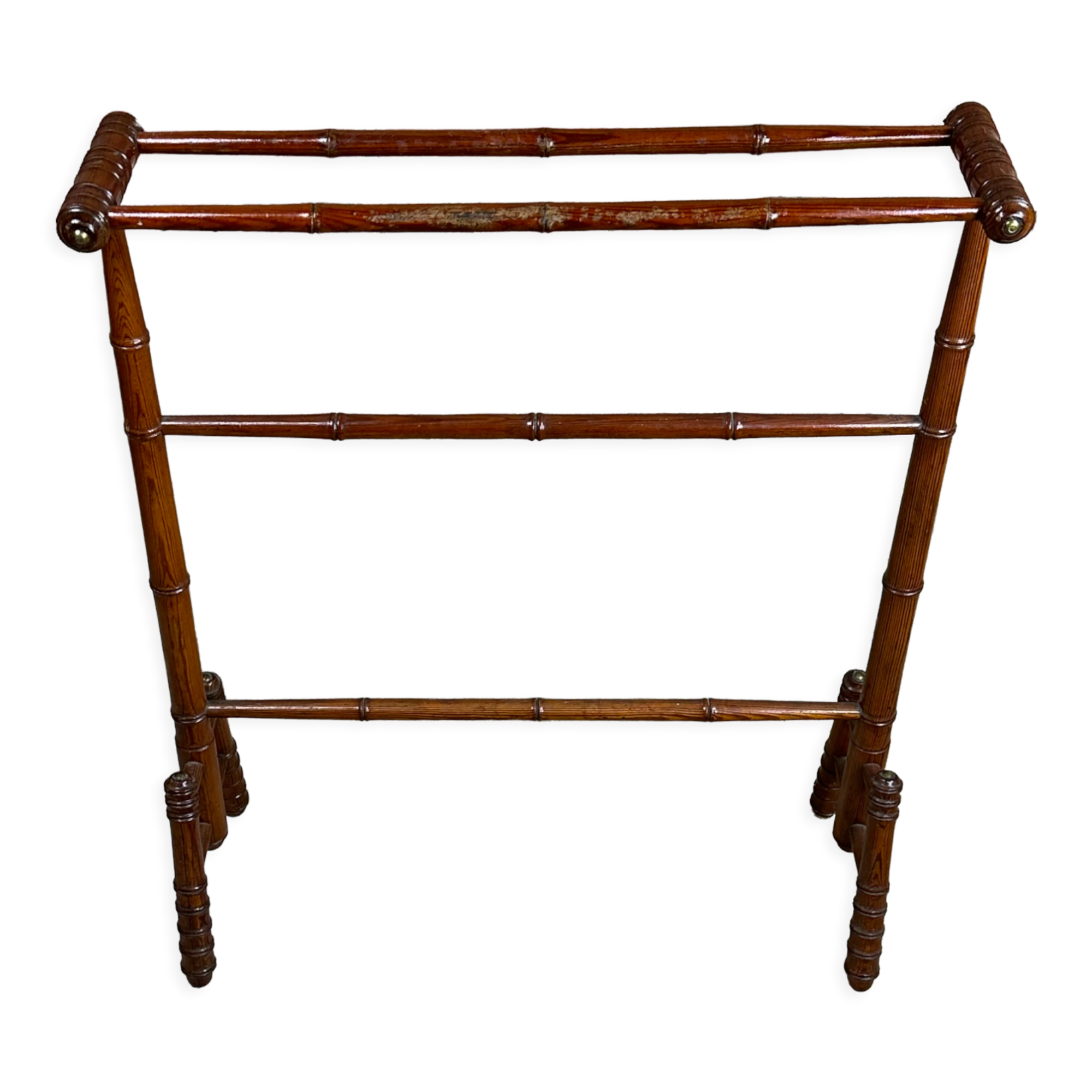 1900s bamboo style wooden towel rack