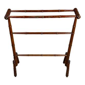 1900s bamboo style wooden towel rack
