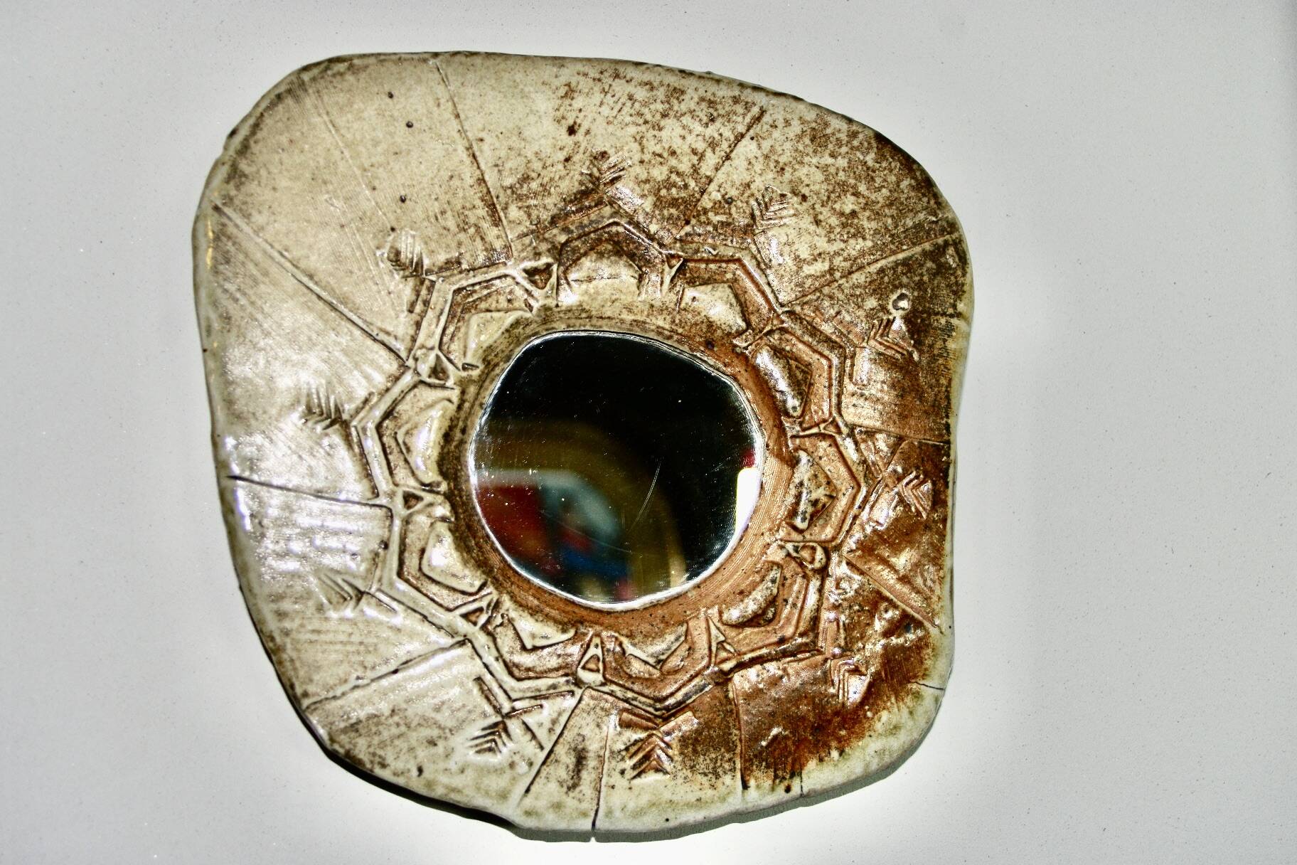 Vintage sandstone mirror from La Borne by Bruno H'dry 1960