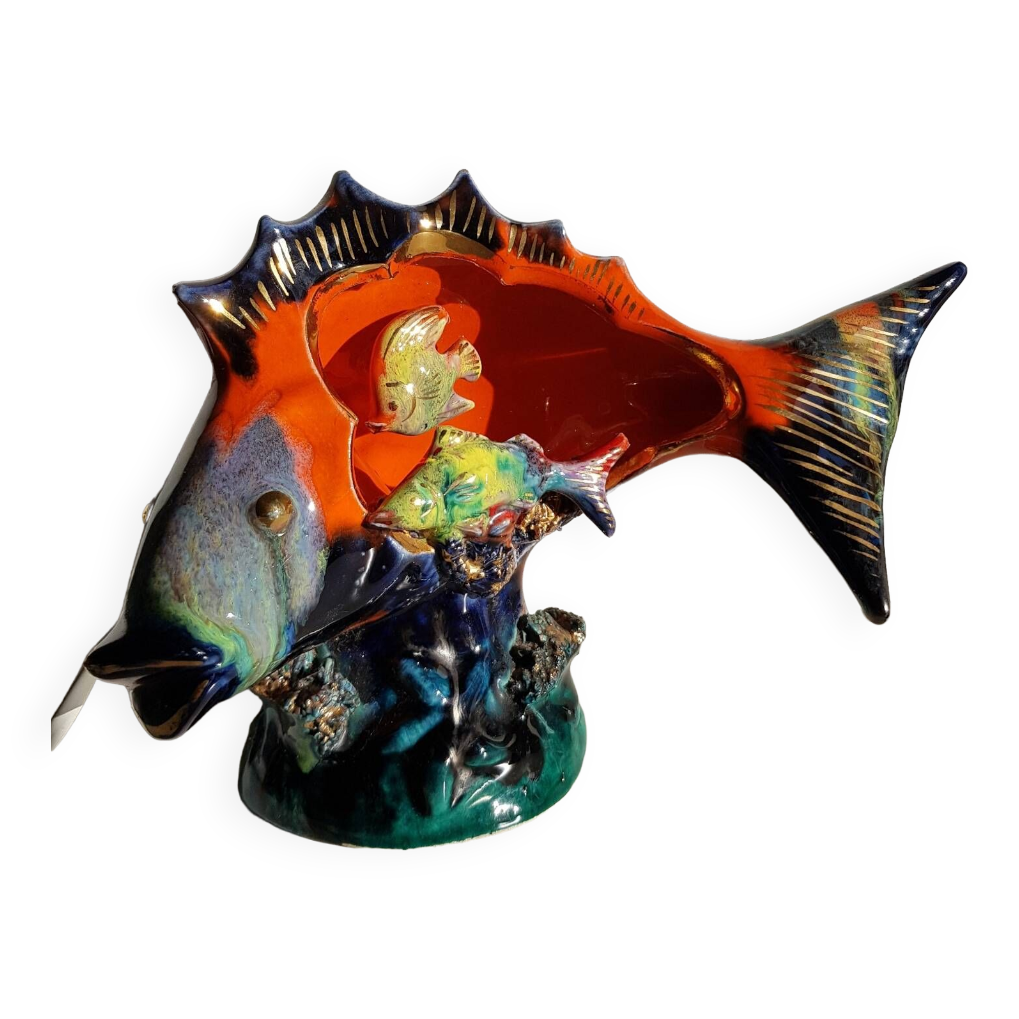 Lampe poisson en céramique avec ampoule