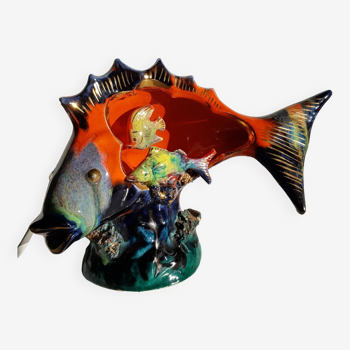 Lampe poisson en céramique avec ampoule