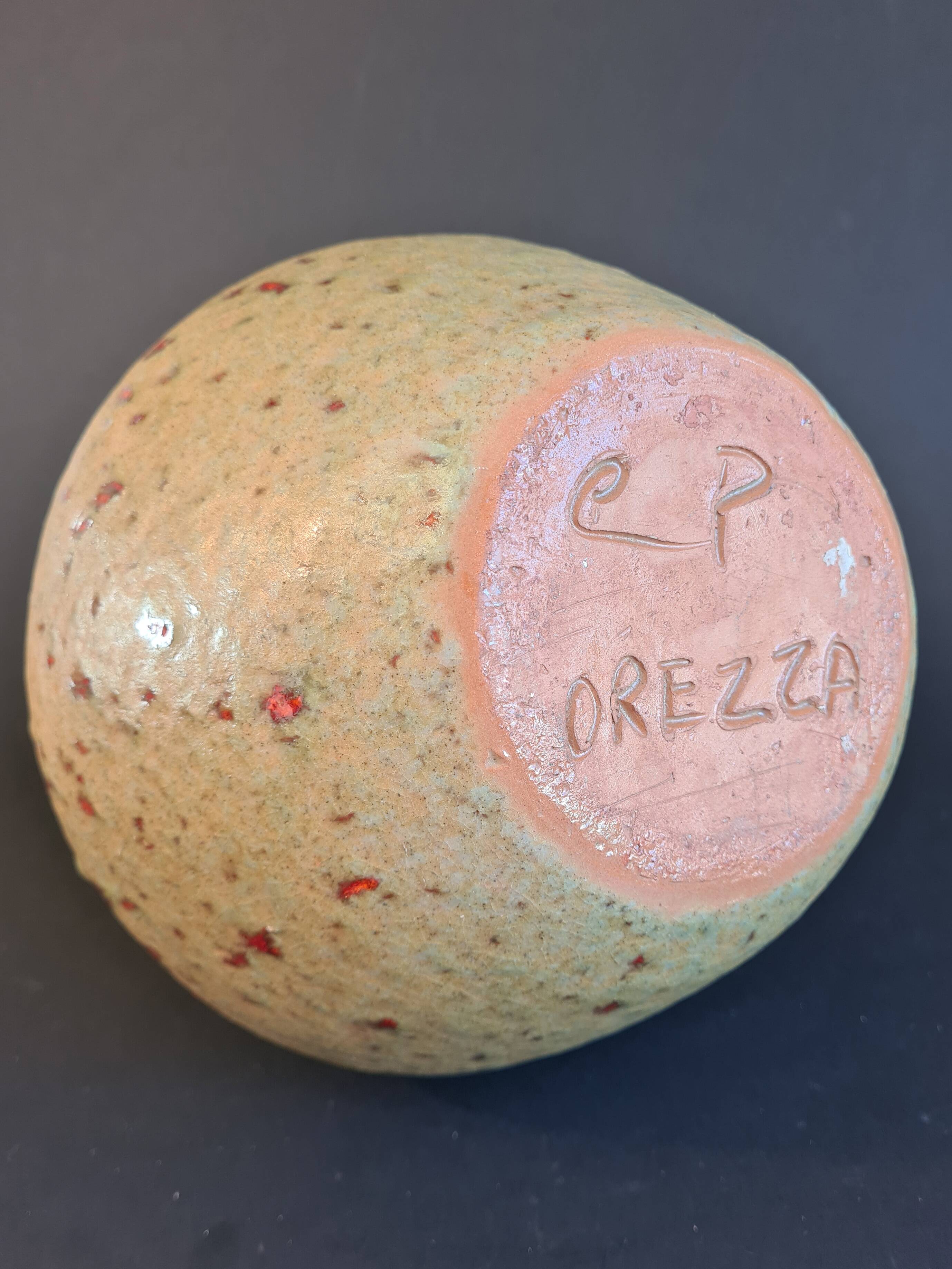 Large vintage terracotta pitcher signed “Orezza”