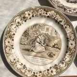 Set of 3 talking plates in Montereau earthenware "Louis Lebeuf Montereau"