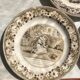 Set of 3 talking plates in Montereau earthenware "Louis Lebeuf Montereau"