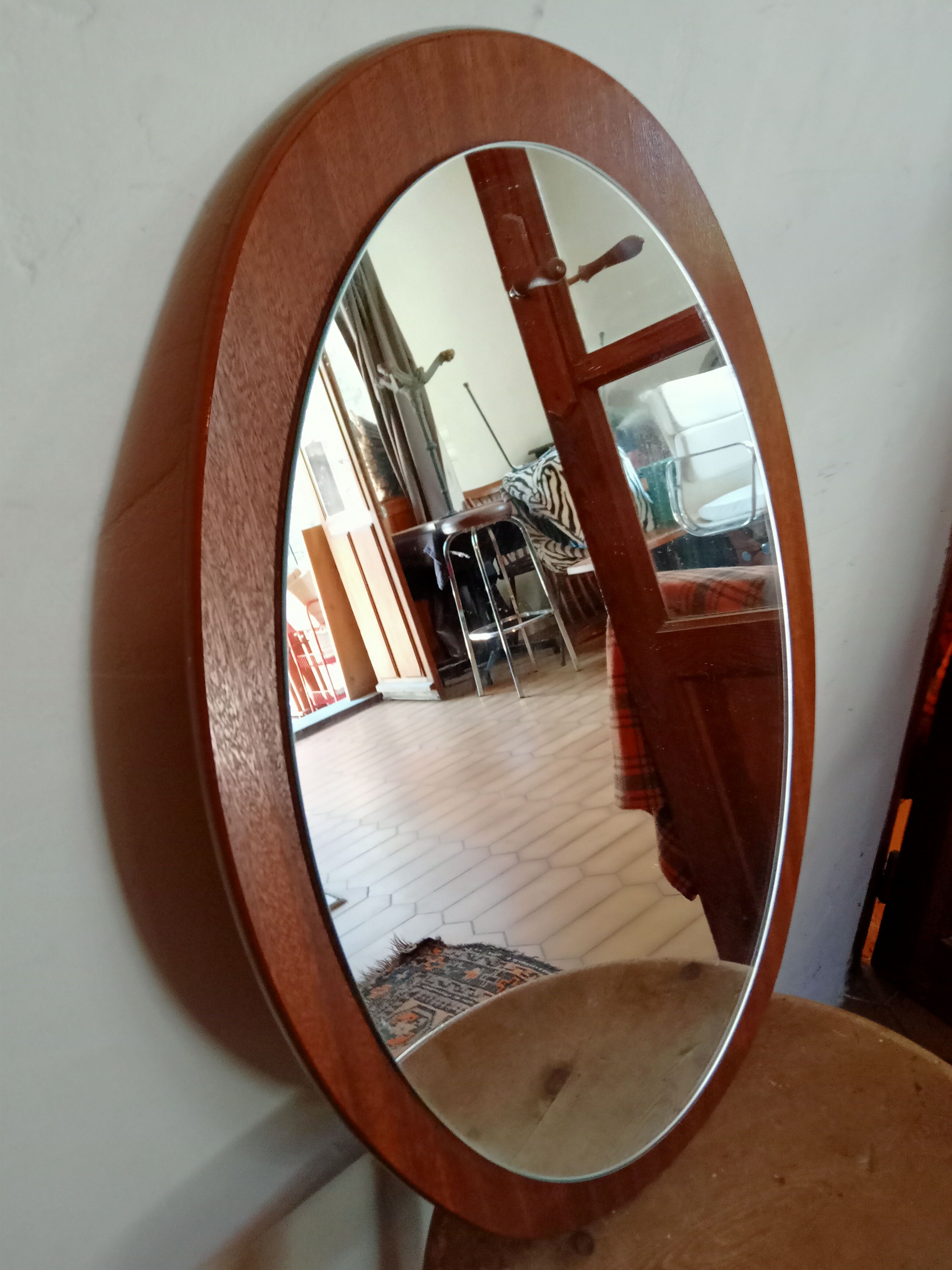 Danish Scandinavian oval mirror 60s